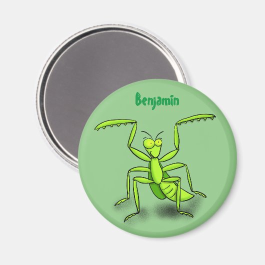 Funny green beten mantis Cartoon Illustration Magnet (Vorderseite/Rückseite)