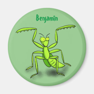 Funny green beten mantis Cartoon Illustration Magnet