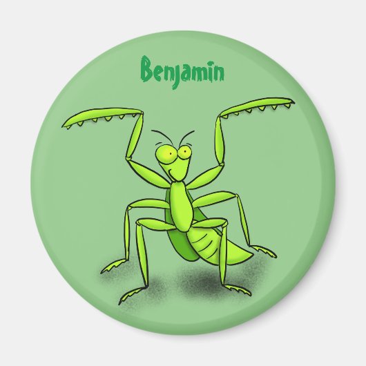Funny green beten mantis Cartoon Illustration Magnet (Vorne)