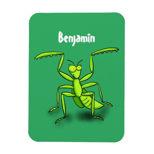 Funny green beten mantis Cartoon Illustration Magnet (Vertikal)