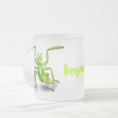 Funny green beten mantis Cartoon Illustration Mattglastasse (Vorderseite Links)