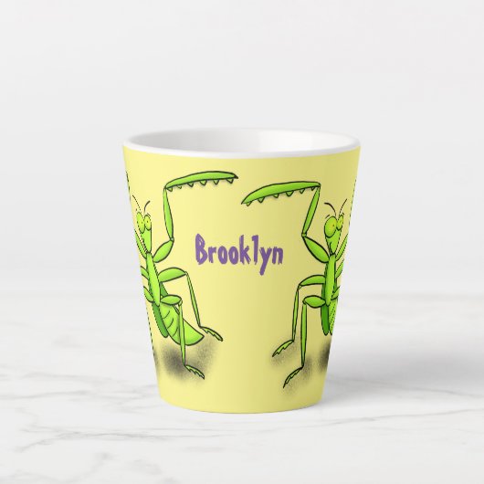 Funny green beten mantis Cartoon Illustration Milchtasse (Vorderseite)