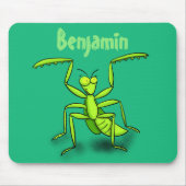 Funny green beten mantis Cartoon Illustration Mousepad (Vorne)