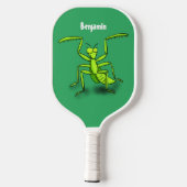 Funny green beten mantis Cartoon Illustration Pickleball Schläger (Rückseite)