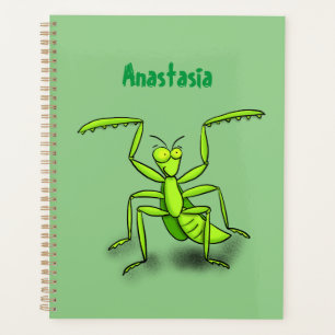 Funny green beten mantis Cartoon Illustration Planer