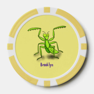 Funny green beten mantis Cartoon Illustration Pokerchips