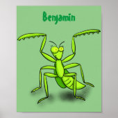 Funny green beten mantis Cartoon Illustration Poster (Vorne)