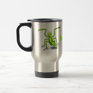 Funny green beten mantis Cartoon Illustration Reisebecher