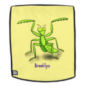Funny green beten mantis Cartoon Illustration Rucksack (Abnehmbare Front)