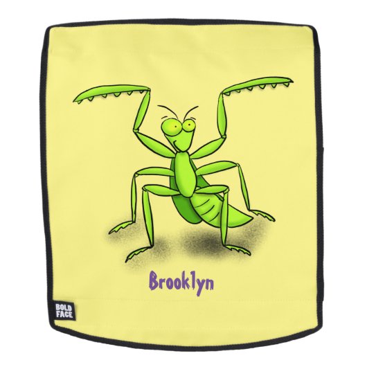 Funny green beten mantis Cartoon Illustration Rucksack (Abnehmbare Front)