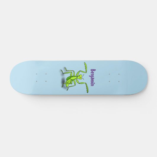 Funny green beten mantis Cartoon Illustration Skateboard (Horizontal)