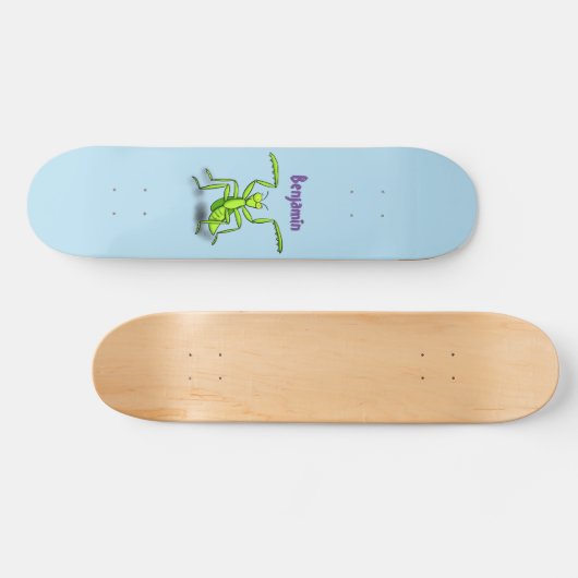Funny green beten mantis Cartoon Illustration Skateboard (Horizontal)