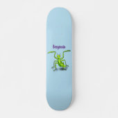 Funny green beten mantis Cartoon Illustration Skateboard (Vorne)