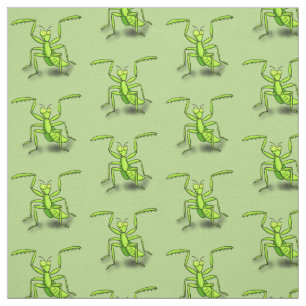 Funny green beten mantis Cartoon Illustration Stoff