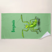 Funny green beten mantis Cartoon Illustration Strandtuch (Vorderseite)