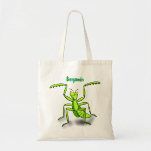 Funny green beten mantis Cartoon Illustration Tragetasche