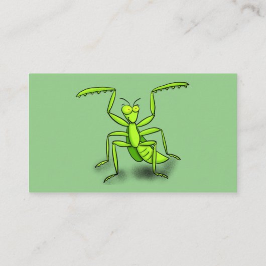 Funny green beten mantis Cartoon Illustration Visitenkarte (Rückseite)