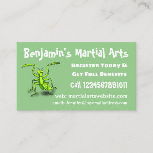 Funny green beten mantis Cartoon Illustration Visitenkarte