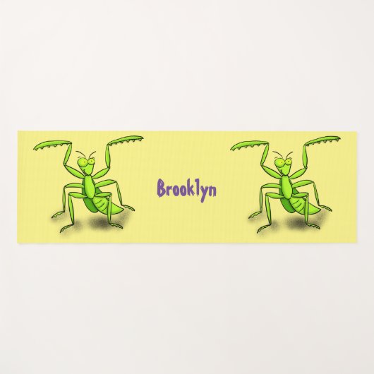 Funny green beten mantis Cartoon Illustration Yogamatte (Vorderseite (Horizontal))