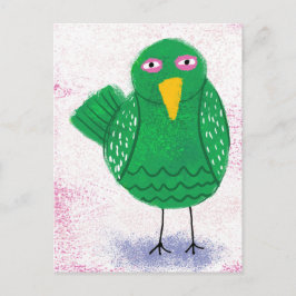 Funny Green Bird Postcard Postkarte