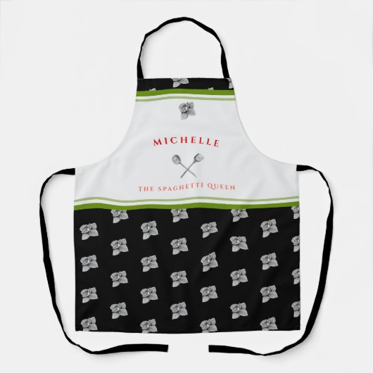 Funny Green Black The Spaghetti Queen Schürze (Vorderseite)