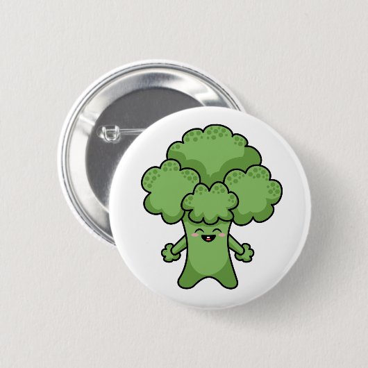 Funny Green Broccoli Button (Vorne & Hinten)