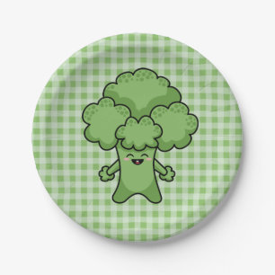 Funny Green Broccoli Pappteller