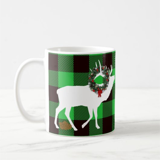 Funny Green Buffalo Kariert Elk Pooh Wreath Kaffeetasse (Links)