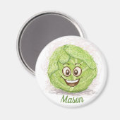 Funny Green Cabbage Zeichnend Individuelle Name Kü Magnet (Vorderseite/Rückseite)