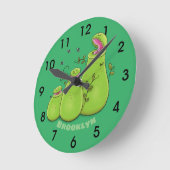 Funny green carnivorous pitcher plants cartoon rou runde wanduhr (Winkel)