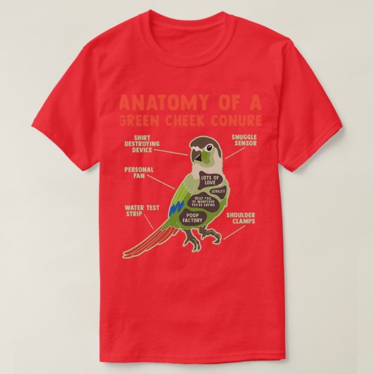 Funny Green Cheek Conure Bird Lover Ananas Parr T-Shirt (Design vorne)