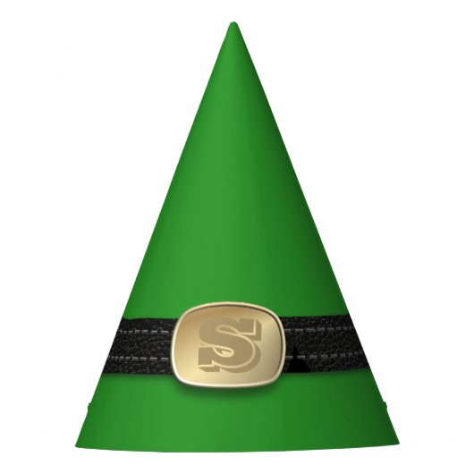 Funny Green Christmas Elf Mit Monogramm Party Hat Partyhütchen (Vorderseite)