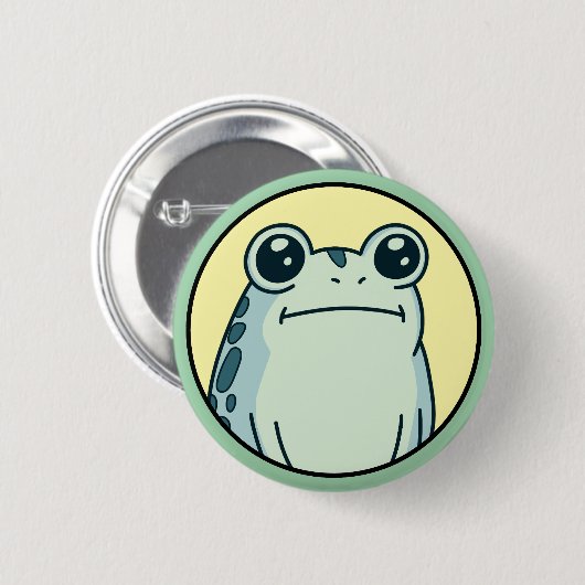 Funny Green Deadpan Frog Toad  Button (Vorne & Hinten)