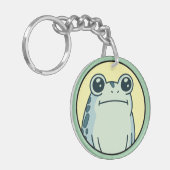 Funny Green Deadpan Frog Toad  Schlüsselanhänger (Vorderseite links)