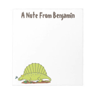 Funny Green Dimetrodon Cartoon Dinosaurier Notizblock