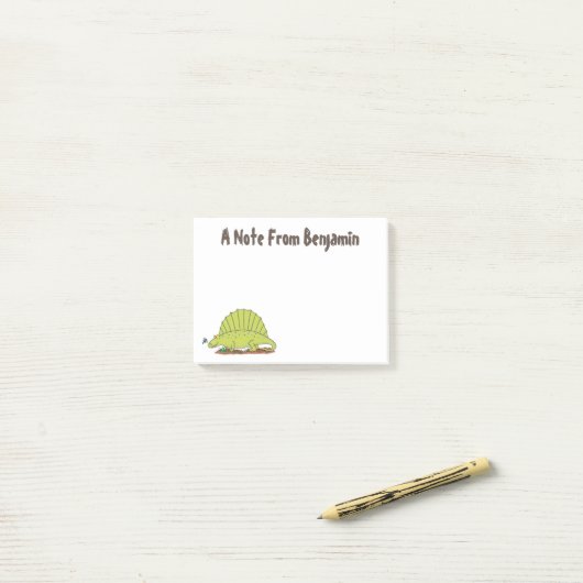 Funny Green Dimetrodon Cartoon Dinosaurier Post-it Klebezettel (Auf Schreibtisch)