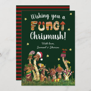Funny Green Festive Mushroom Fungi Christmas Pub Feiertagskarte