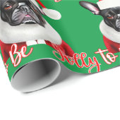 Funny Green French Bulldog Santa Coume Geschenkpapier (Rolleneckpunkt)