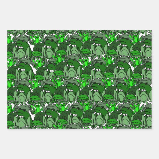 Funny Green Frog Cartoon Geschenkgutschrift Wrap S Geschenkpapier Set (Vorderseite 3)