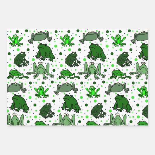 Funny Green Frog Cartoon Geschenkgutschrift Wrap S Geschenkpapier Set (Vorderseite 2)