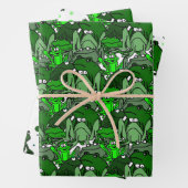 Funny Green Frog Cartoon Geschenkgutschrift Wrap S Geschenkpapier Set (Beispiel)