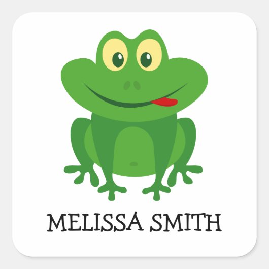 Funny Green Frog Kleiner Cartoon Sticker (Vorderseite)