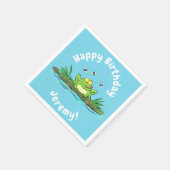 Funny green frog mit Fliegen Cartoon Illustration Serviette (Ecke)