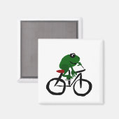 Funny Green Frog Reiten eines Fahrrads Magnet (Vorderseite/Rückseite)