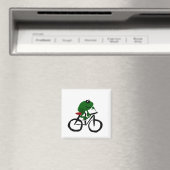 Funny Green Frog Reiten eines Fahrrads Magnet (In Situ (Geschirrspüler))