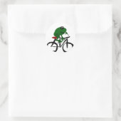 Funny Green Frog Riding Bicycle Runder Aufkleber (Tasche)