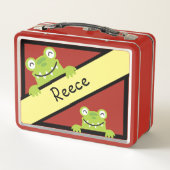 Funny Green Frog School Buddy Personalisiert Metall Brotdose (Rückseite)