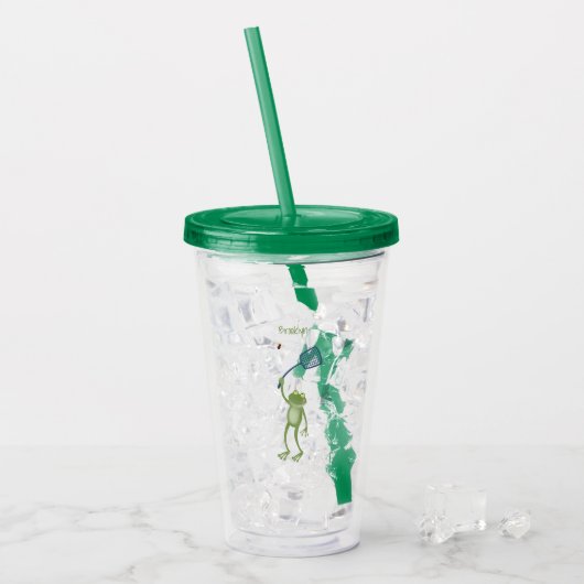 Funny green frog swatfly Cartoon Acryltrinkbecher (Vorderseite Ice)