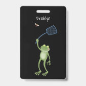 Funny green frog swatfly Cartoon Ausweis (Rückseite)