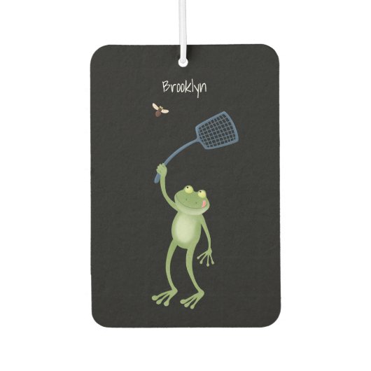 Funny green frog swatfly Cartoon Autolufterfrischer (Vorderseite)